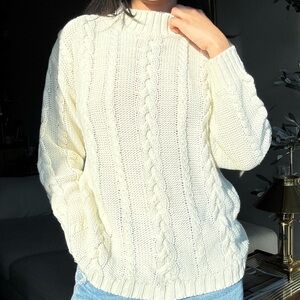 Cream Cable Knit Sweater Size Medium